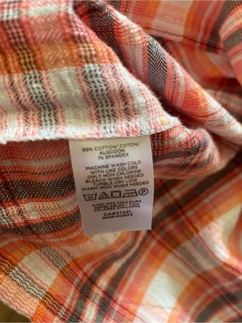 LOFT Pink and Orange Plaid Short-Sleeve Blouse - Picture 4 of 6